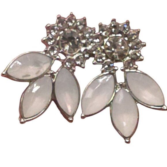 Crystal & White Floral Stud Earrings Set - Picture 3 of 6